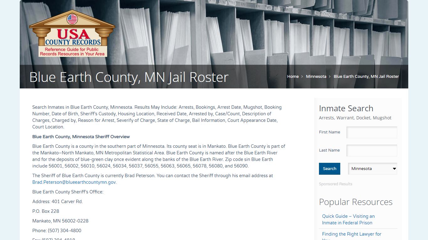Blue Earth County, MN Jail Roster | Name Search